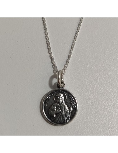 Medalla San Judas Tadeo mini Plata de Ley envejecida