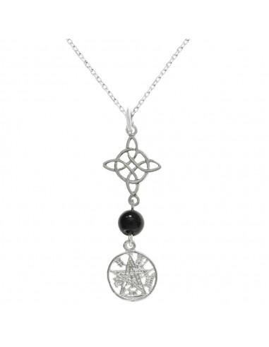 Collar Nudo de Bruja & Tetragrámaton con mineral surtido