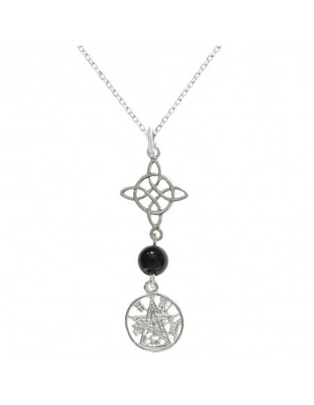 Collar Nudo de Bruja & Tetragrámaton con mineral surtido