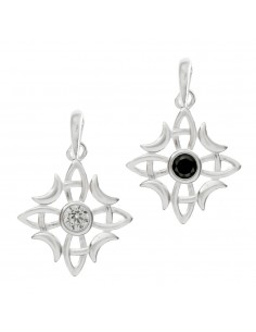 Collar nudo de bruja con circonita blanca o negra Plata de Ley