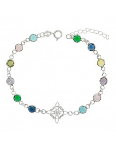 Pulsera Nudo de Bruja con lunas con cristales de colores