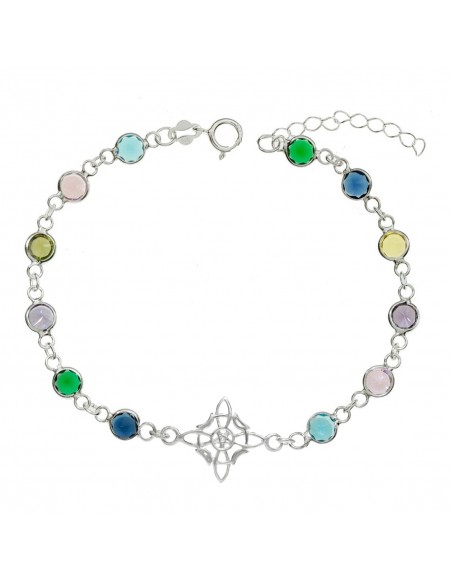 Pulsera Nudo de Bruja con lunas con cristales de colores