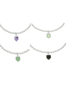 Pulsera perlas 3 mm con péndulo de piedra natural Plata de Ley