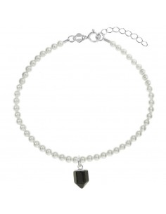 Pulsera perlas 3 mm con péndulo de piedra natural Plata de Ley 2