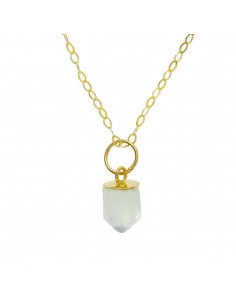 Collar de Péndulo de piedra natural de opalina en Plata de Ley bañada en Oro