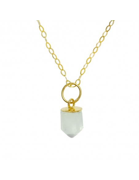 Collar de Péndulo de piedra natural de opalina en Plata de Ley bañada en Oro