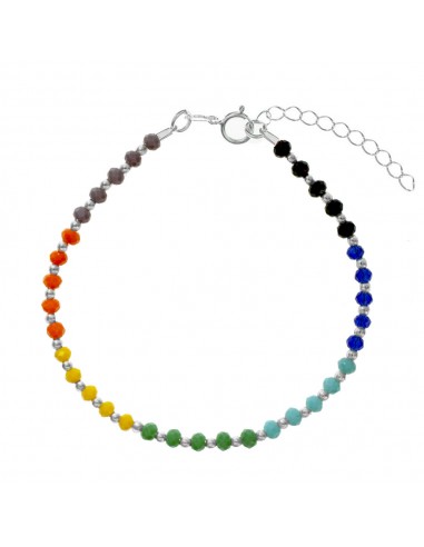 Pulsera con cristales de los 7 chakras Plata de Ley