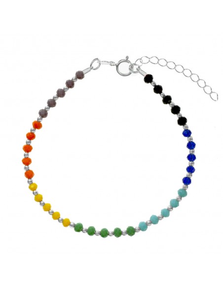 Pulsera con cristales de los 7 chakras Plata de Ley