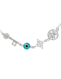 Pulsera cuadrúple amuleto de protección en Plata 2