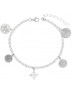 Pulsera quíntuple amuleto de protección en Plata