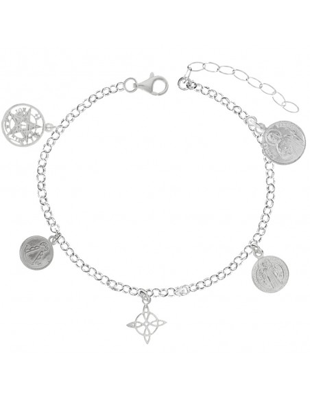 Pulsera quíntuple amuleto de protección en Plata