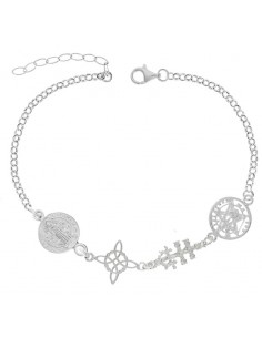 Pulsera cuádruple amuletos de protección en Plata