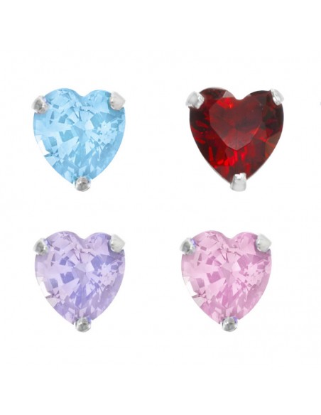 Pendientes mini corazón de circonitas Plata de Ley