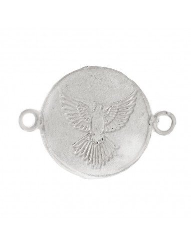 Pulsera de giratoria de Virgen del Rocio y paloma de la Paz en Plata de Ley