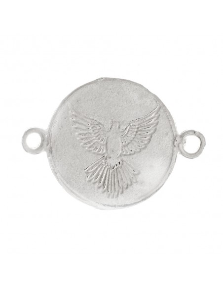 Pulsera de giratoria de Virgen del Rocio y paloma de la Paz en Plata de Ley