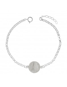 Pulsera de giratoria de Virgen del Rocio y paloma de la Paz en Plata de Ley