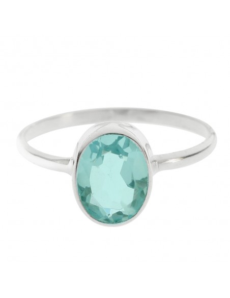 Anillo solitario aguamarina Plata de Ley