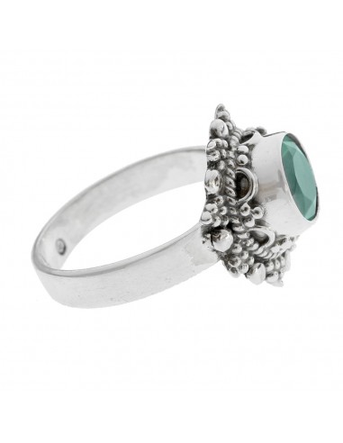 Anillo flor barroca aguamarina Plata de Ley