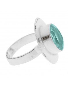 Anillo de aguamarina base plana en Plata de Ley 2