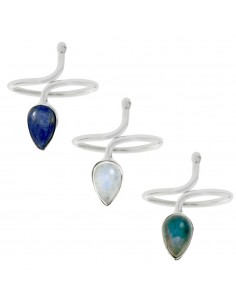 Anillo gota ajustable en piedra natural Plata de Ley