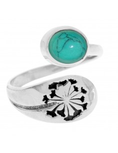 Anillo flor ajustable en piedra natural Plata de Ley 2