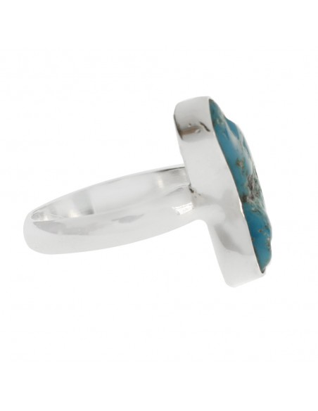 Anillo solitario turquesa en bruto Plata de Ley