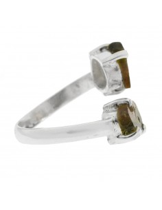 Anillo ajustable en piedra natural de turmalina Plata de Ley