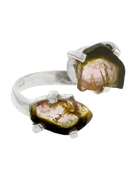 Anillo ajustable en piedra natural de turmalina Plata de Ley