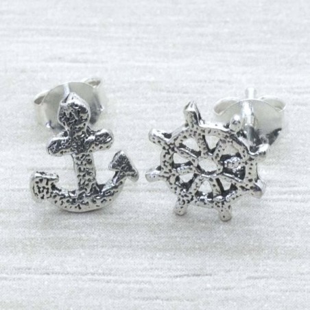 Pendientes timón y ancla Plata de Ley 925