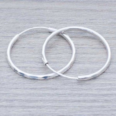 Pendientes aro plata rodiada diamantado Plata de Ley 925