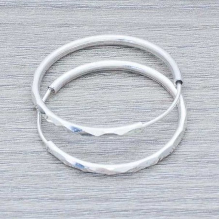 Pendientes aro plata rodiada diamantado Plata de Ley 925