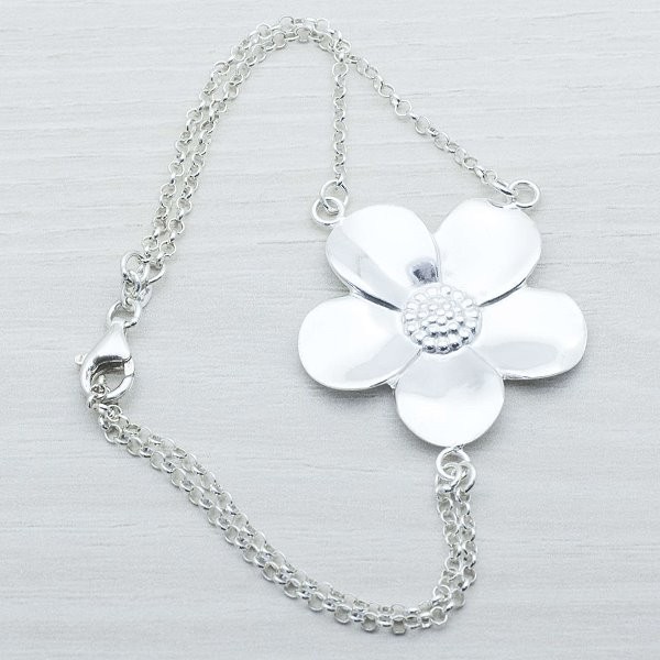 Pulsera-anillo Plata de Ley 925 flor