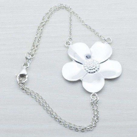Pulsera-anillo Plata de Ley 925 flor