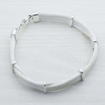 Pulsera Plata de Ley 925 trenzada cuatro líneas