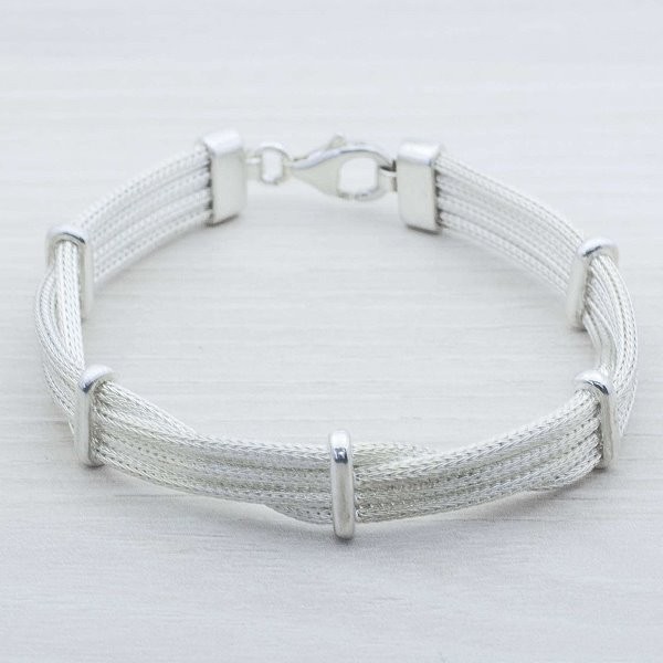 Pulsera Plata de Ley 925 trenzada cuatro líneas