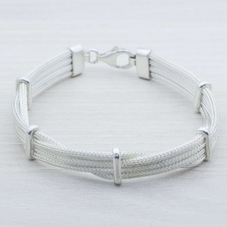 Pulsera Plata de Ley 925 trenzada cuatro líneas