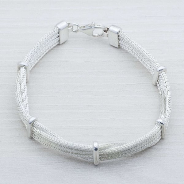 Pulsera Plata de Ley 925 trenzada cuatro líneas