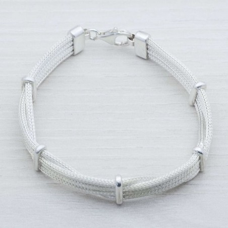 Pulsera Plata de Ley 925 trenzada cuatro líneas