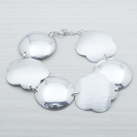Pulsera Plata de Ley 925 oval y flor