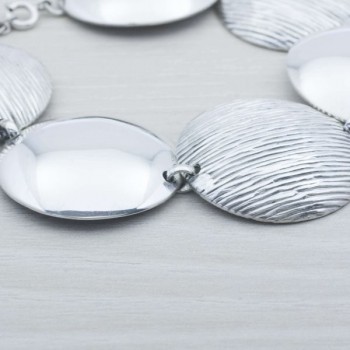 Pulsera Plata de Ley 925 redonda rayada y lisa 2