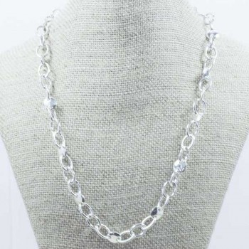 Collar eslavon oval con calabrote Plata de Ley 925