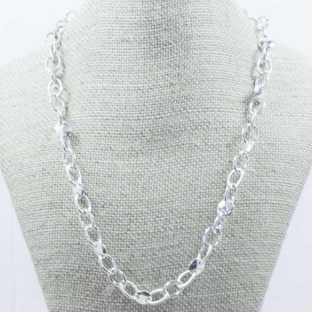 Collar eslavon oval con calabrote Plata de Ley 925