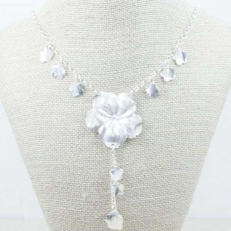 Collar flor mate grande Plata de Ley 925