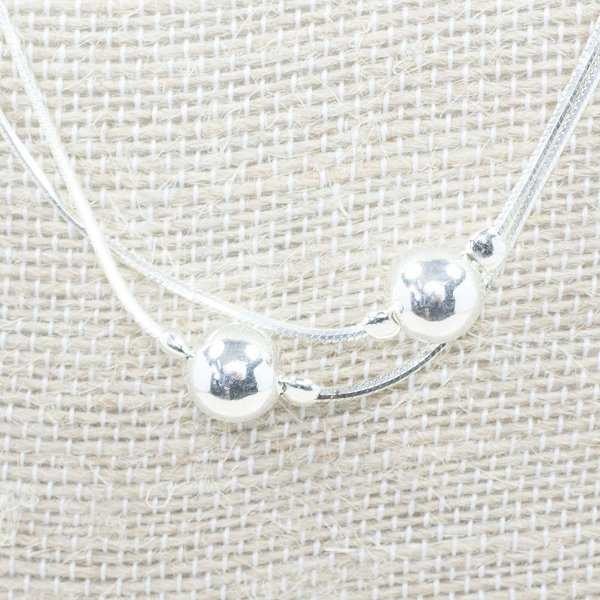 Collar diamantado con bola Plata de Ley 925