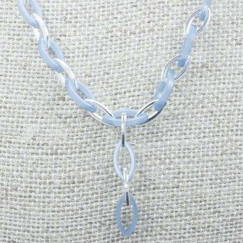 Collar diamantado eslabon oval Plata de Ley 925