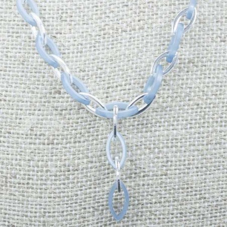 Collar diamantado eslabon oval Plata de Ley 925