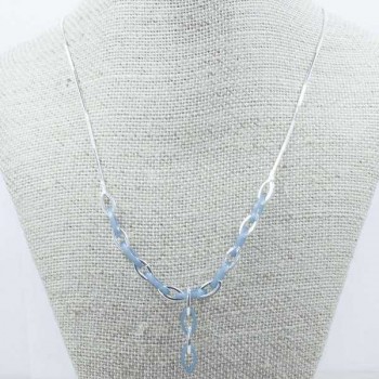 Collar diamantado eslabon oval Plata de Ley 925 2