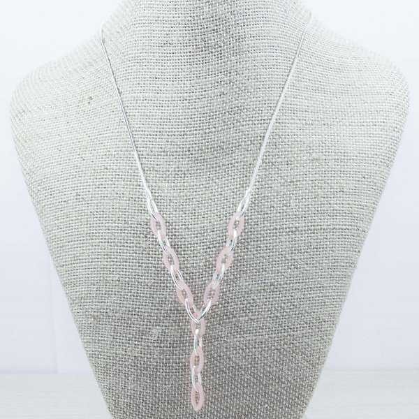 Collar diamantado eslabon oval Plata de Ley 925