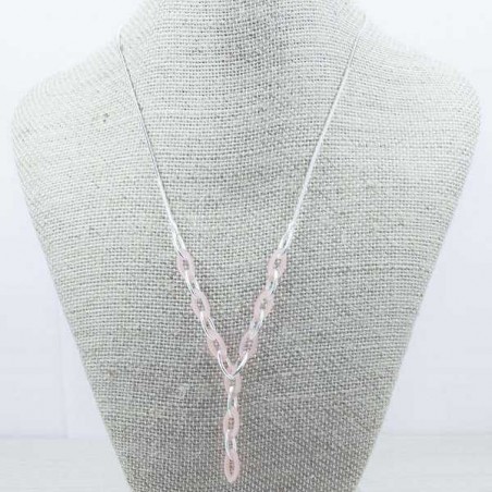 Collar diamantado eslabon oval Plata de Ley 925