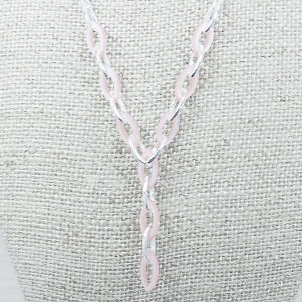 Collar diamantado eslabon oval Plata de Ley 925